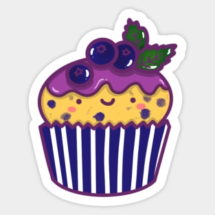 Kawaii Blueberry cupcake sticker doodle design sticker Sticker